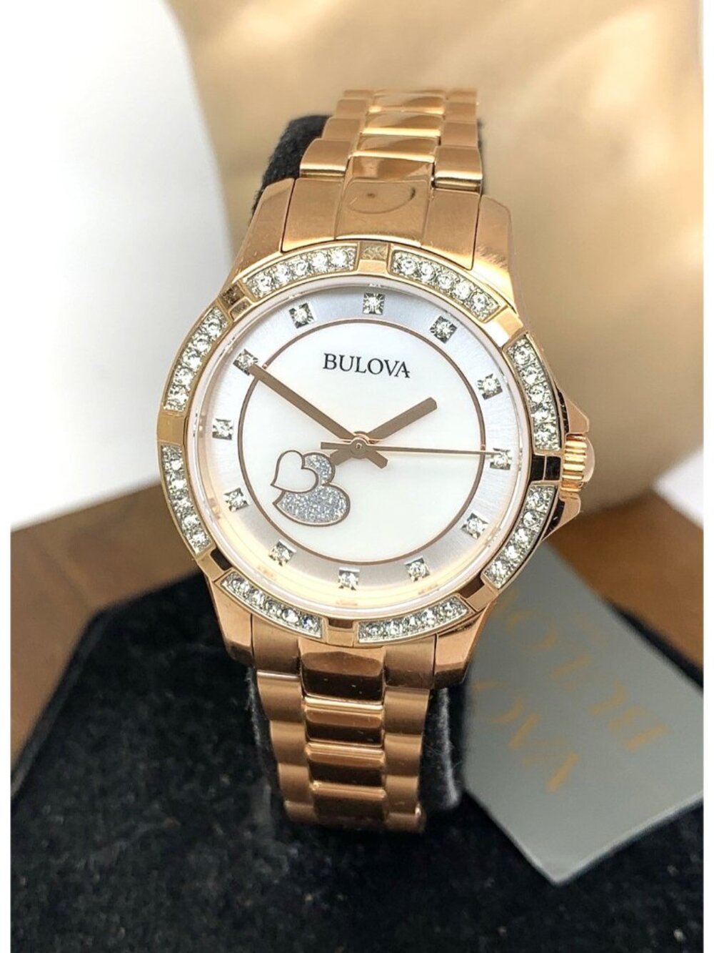 Bulova Womens Watch 98L303 Quartz Mother of Pearl Dial Rose Gold Stainless Steel